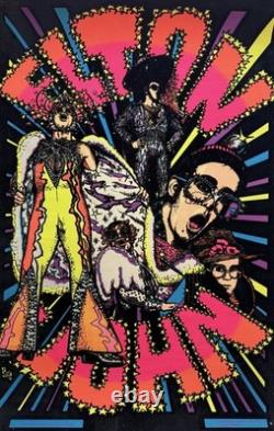 Original 1975 ELTON JOHN Velvet Blacklight Poster Pro Arts Sir Elton John Rock