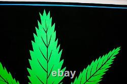 Original 1976 Marijuana Weed Leaf Felt Hippie Black Light Art Poster