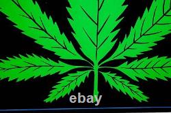 Original 1976 Marijuana Weed Leaf Felt Hippie Black Light Art Poster