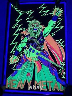 Original 1980 Vintage Poster HEAVY METAL BLACKLIGHT velvet flocked Scorpio RARE