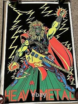 Original 1980 Vintage Poster HEAVY METAL BLACKLIGHT velvet flocked Scorpio RARE