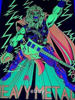 Original 1980 Vintage Poster HEAVY METAL BLACKLIGHT velvet flocked Scorpio RARE