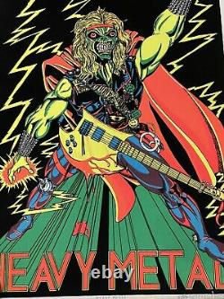 Original 1980 Vintage Poster HEAVY METAL BLACKLIGHT velvet flocked Scorpio RARE