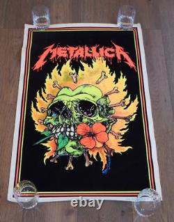 Original 1995 Metallica Burning Flowers #865 Flocked Blacklight Poster