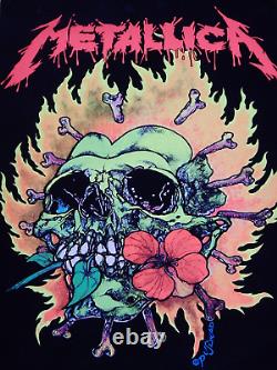 Original 1995 Metallica Burning Flowers #865 Flocked Blacklight Poster