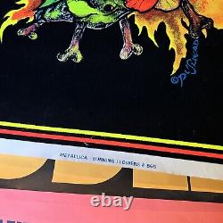 Original 1995 Metallica Burning Flowers #865 Flocked Blacklight Poster