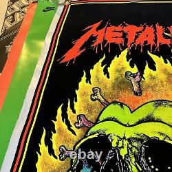 Original 1995 Metallica Burning Flowers #865 Flocked Blacklight Poster