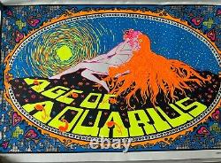 Original Age of Aquarius Vintage Blacklight Poster Psychedelic 1970's HIP PRODUC