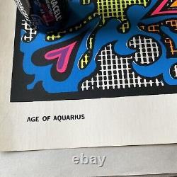 Original Age of Aquarius Vintage Blacklight Poster Psychedelic 1970's HIP PRODUC