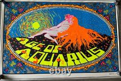 Original Age of Aquarius Vintage Blacklight Poster Psychedelic 1970's HIP PROD