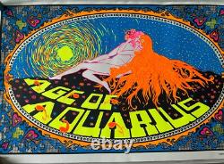 Original Age of Aquarius Vintage Blacklight Poster Psychedelic 1970's HIP PROD