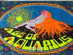 Original Age of Aquarius Vintage Blacklight Poster Psychedelic 1970's HIP PROD