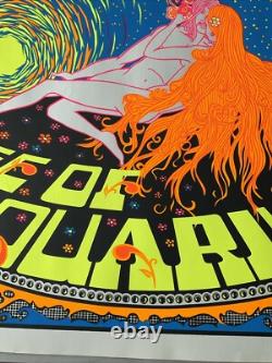 Original Age of Aquarius Vintage Blacklight Poster Psychedelic 1970's HIP PROD