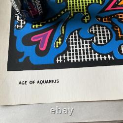Original Age of Aquarius Vintage Blacklight Poster Psychedelic 1970's HIP PROD