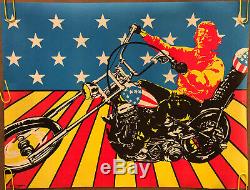 Original Blacklight Vintage Poster Easy Rider USA Psychedelic Peter Fonda 70s