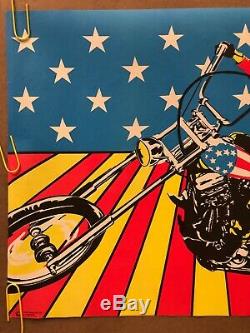 Original Blacklight Vintage Poster Easy Rider USA Psychedelic Peter Fonda 70s