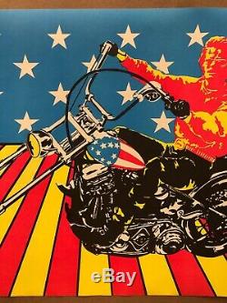 Original Blacklight Vintage Poster Easy Rider USA Psychedelic Peter Fonda 70s