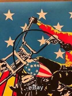 Original Blacklight Vintage Poster Easy Rider USA Psychedelic Peter Fonda 70s