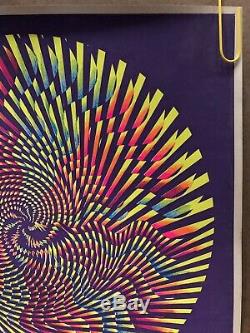 Original Blacklight Vintage Poster Hypno Mandala Psychedelic Circle Pin Wheel