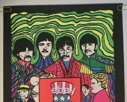 Original Blacklight Vintage Poster The Beatles Collage Dan Shupe Snoopy USA 1969