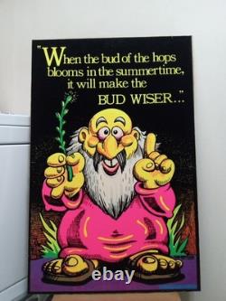 Original Bud Wiser Felt Black Light Poster 1974 Pro Arts Blacklight Tim Wallace