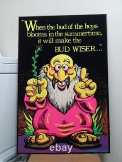 Original Bud Wiser Felt Black Light Poster 1974 Pro Arts Blacklight Tim Wallace