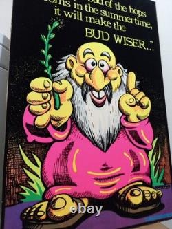 Original Bud Wiser Felt Black Light Poster 1974 Pro Arts Blacklight Tim Wallace