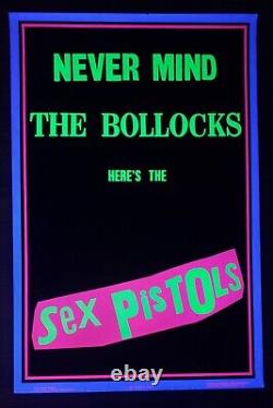 Original Flocked Sex Pistols Never Mind The Bollocks Blacklight Poster 23X35