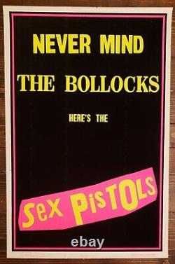 Original Flocked Sex Pistols Never Mind The Bollocks Blacklight Poster 23X35