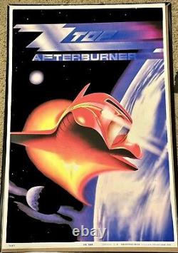 Original Flocked ZZ TOP Afterburner Blacklight Poster French Extremely Rare