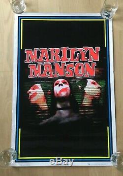 Original RARE Marilyn Manson 3 Faces BLACK LIGHT POSTER 35x23 Vintage