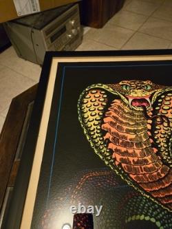 Original Velva Print Cobra blacklight poster Flocked and Framed. Sold AS-IS