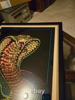 Original Velva Print Cobra blacklight poster Flocked and Framed. Sold AS-IS