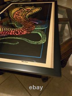 Original Velva Print Cobra blacklight poster Flocked and Framed. Sold AS-IS