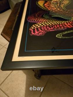 Original Velva Print Cobra blacklight poster Flocked and Framed. Sold AS-IS
