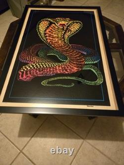 Original Velva Print Cobra blacklight poster Flocked and Framed. Sold AS-IS