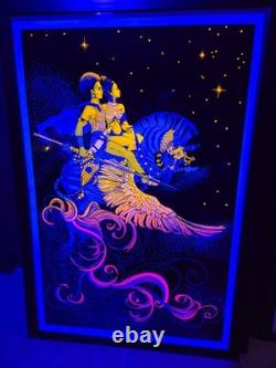 Original Velva Print Freedom Flight blacklight poster FRAMED. SOLD AS-IS