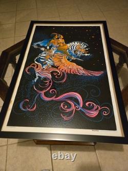 Original Velva Print Freedom Flight blacklight poster FRAMED. SOLD AS-IS
