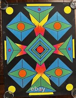 Original Vintage 1969 60s Black Light Focus Psychedelic Poster Third Eye Shapes