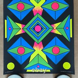 Original Vintage 1969 60s Black Light Focus Psychedelic Poster Third Eye Shapes