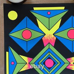 Original Vintage 1969 60s Black Light Focus Psychedelic Poster Third Eye Shapes
