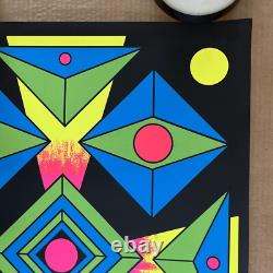 Original Vintage 1969 60s Black Light Focus Psychedelic Poster Third Eye Shapes
