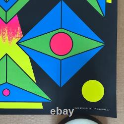 Original Vintage 1969 60s Black Light Focus Psychedelic Poster Third Eye Shapes