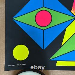 Original Vintage 1969 60s Black Light Focus Psychedelic Poster Third Eye Shapes