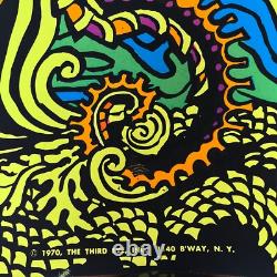Original Vintage 1970 70s Black Light Sea Horses Psychedelic Poster Third Eye