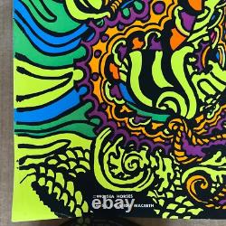 Original Vintage 1970 70s Black Light Sea Horses Psychedelic Poster Third Eye