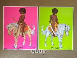 Original Vintage 1972 Liona and Mo-dak blacklight poster set 70s Alisten couple