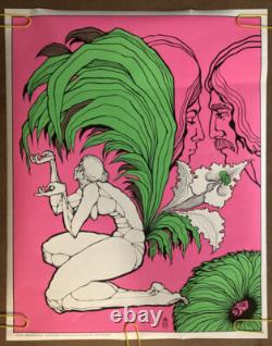 Original Vintage Black Light Poster Inside A Flower Grows Ron Costa Statue