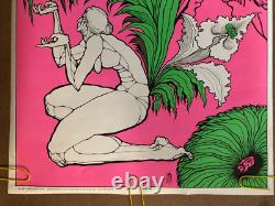 Original Vintage Black Light Poster Inside A Flower Grows Ron Costa Statue