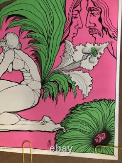 Original Vintage Black Light Poster Inside A Flower Grows Ron Costa Statue